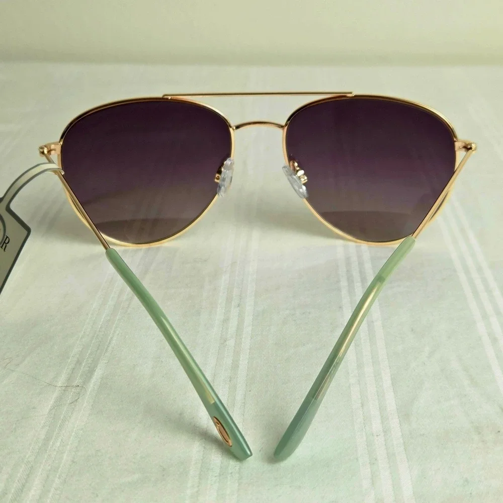 Oscar de la Renta Aviator Chic Unisex Sunglasses Gold Purple Gradient 100% UV